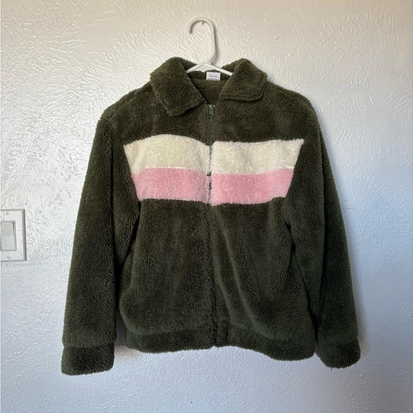 wonder nation Other - Wonder Nation Kids Sherpa Jacket - Green and Pink